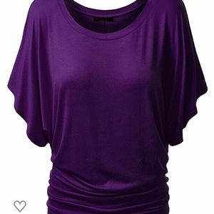 Manzocha Short Sleeve Purple Batwing shirt